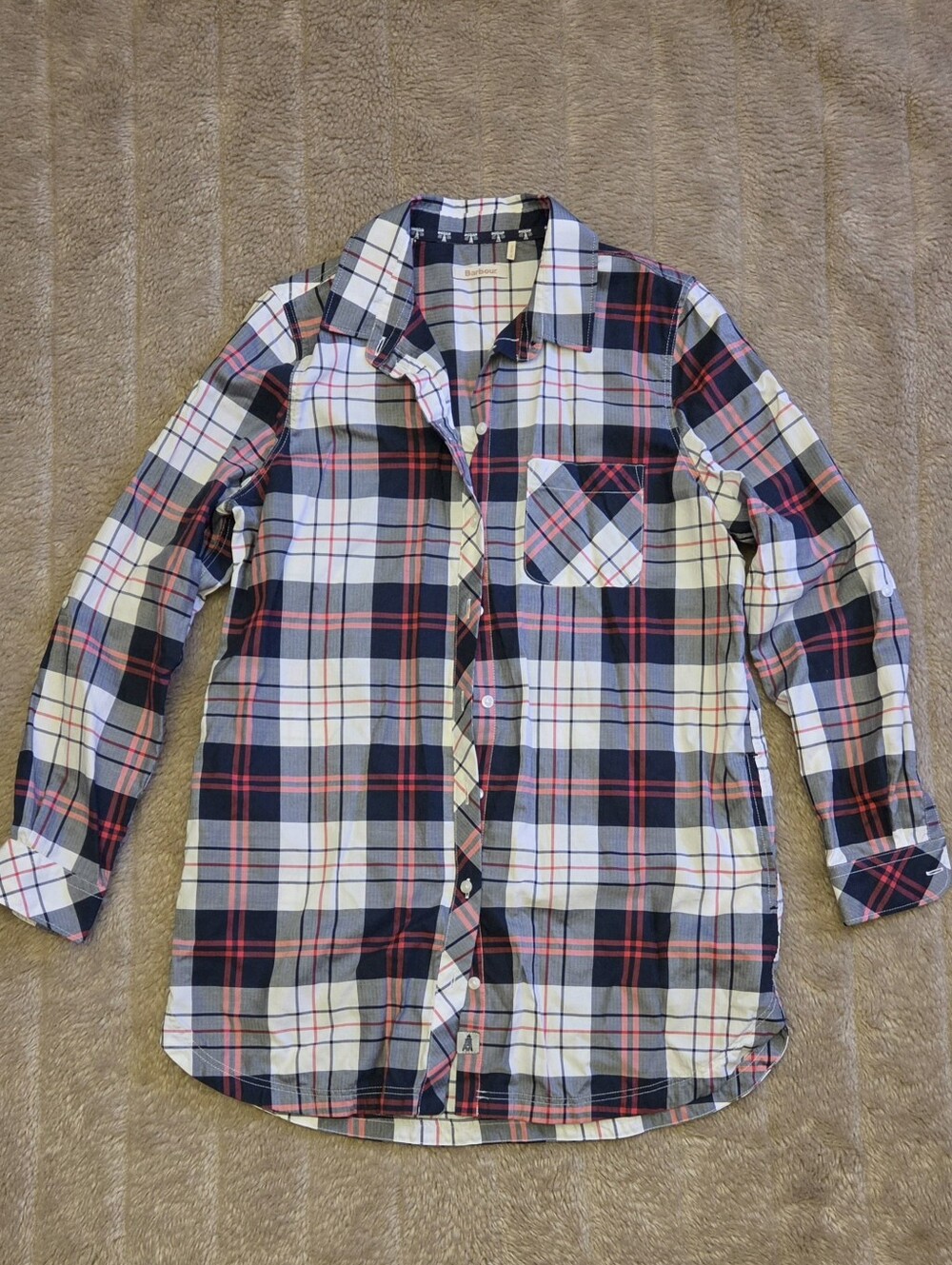Barbour Sandbank Tartan Long Button Down Shirt With Side Pockets